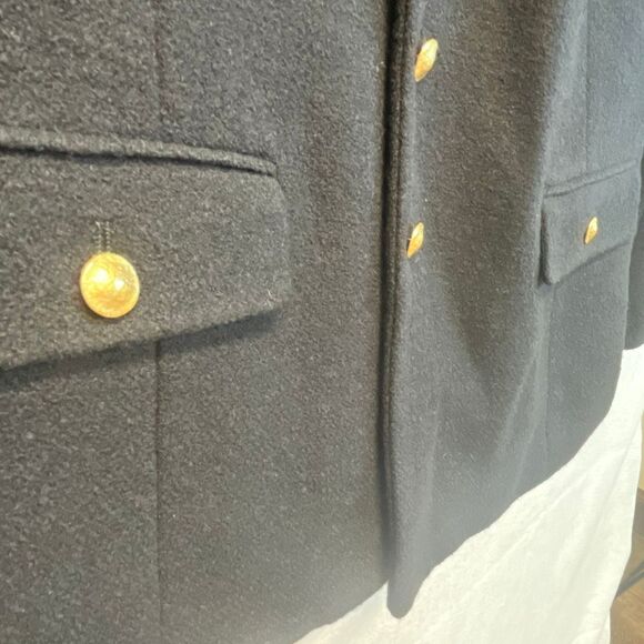 TALBOTS Blazer Women’s Size 12 Black Wool Blend Boyfriend Gold Buttons Jacket - Picture 6 of 12
